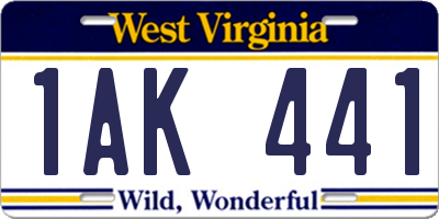 WV license plate 1AK441