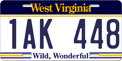 WV license plate 1AK448
