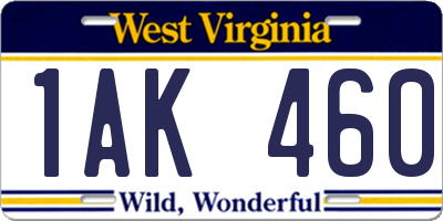 WV license plate 1AK460