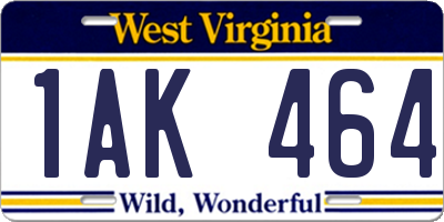 WV license plate 1AK464