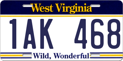 WV license plate 1AK468