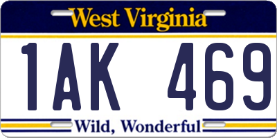 WV license plate 1AK469