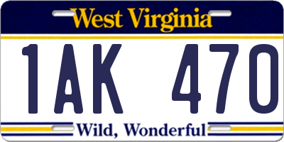 WV license plate 1AK470