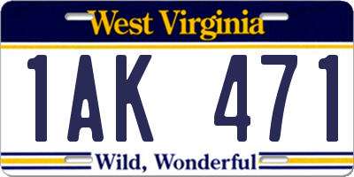 WV license plate 1AK471