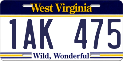 WV license plate 1AK475