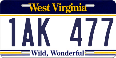 WV license plate 1AK477