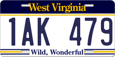 WV license plate 1AK479