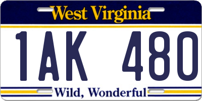 WV license plate 1AK480