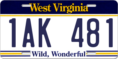 WV license plate 1AK481