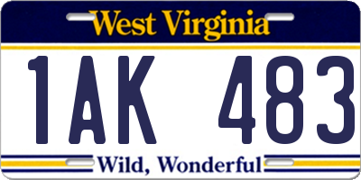 WV license plate 1AK483
