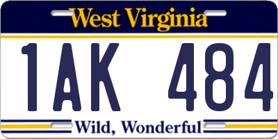 WV license plate 1AK484