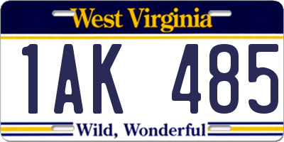 WV license plate 1AK485