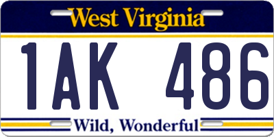 WV license plate 1AK486