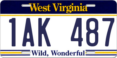 WV license plate 1AK487