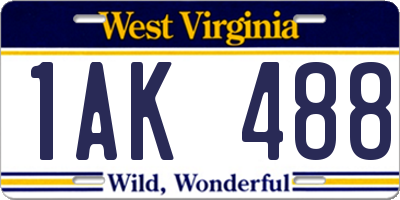 WV license plate 1AK488