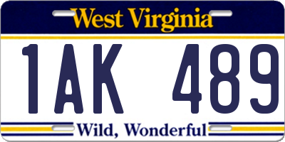 WV license plate 1AK489