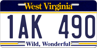 WV license plate 1AK490