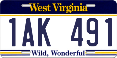 WV license plate 1AK491