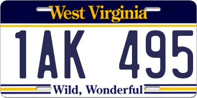 WV license plate 1AK495