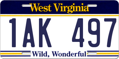 WV license plate 1AK497