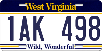 WV license plate 1AK498