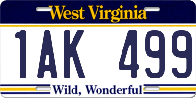 WV license plate 1AK499