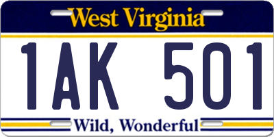 WV license plate 1AK501