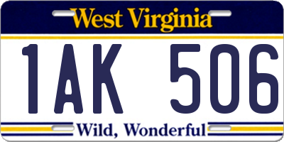 WV license plate 1AK506