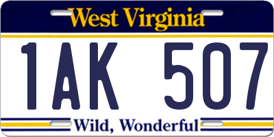 WV license plate 1AK507