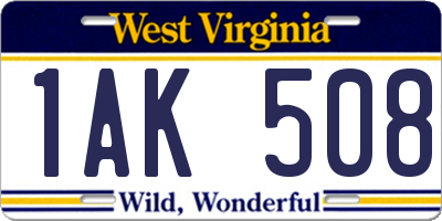 WV license plate 1AK508