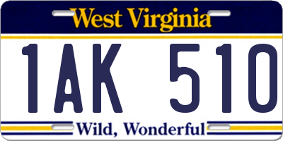 WV license plate 1AK510