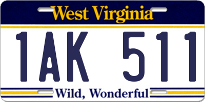 WV license plate 1AK511