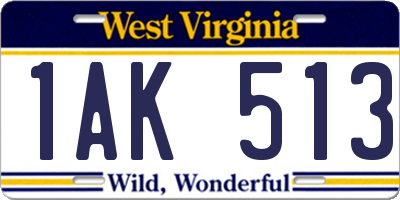 WV license plate 1AK513