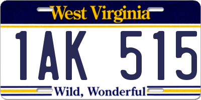 WV license plate 1AK515