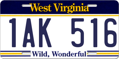 WV license plate 1AK516