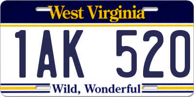 WV license plate 1AK520