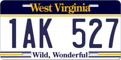 WV license plate 1AK527