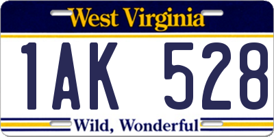 WV license plate 1AK528