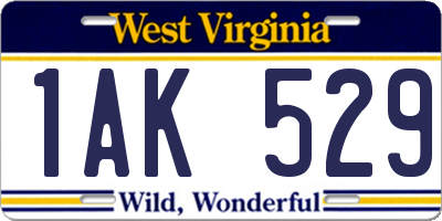 WV license plate 1AK529