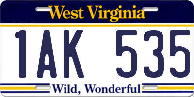 WV license plate 1AK535