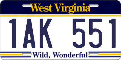 WV license plate 1AK551