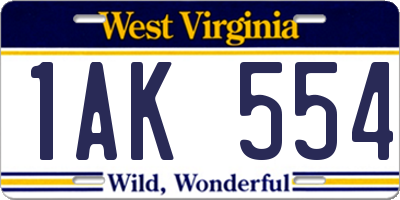 WV license plate 1AK554