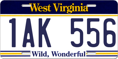 WV license plate 1AK556
