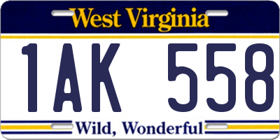 WV license plate 1AK558