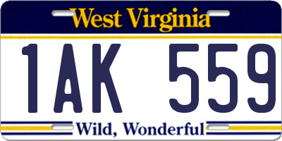 WV license plate 1AK559