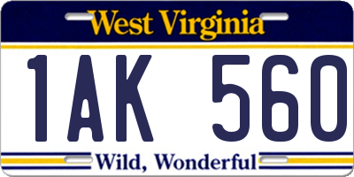 WV license plate 1AK560