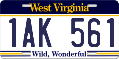 WV license plate 1AK561