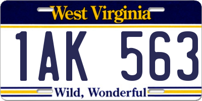 WV license plate 1AK563