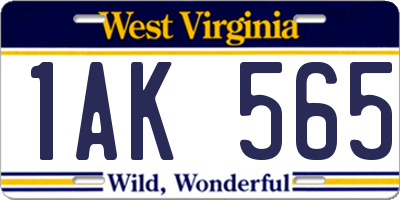 WV license plate 1AK565