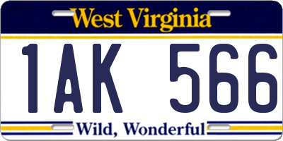 WV license plate 1AK566